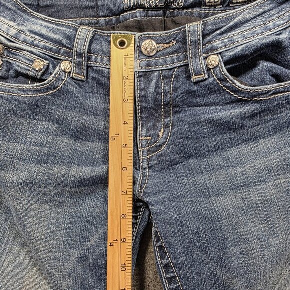 Miss Me Jeans Womens 26 Blue Mid-Rise Slim Boot Rhinestone Embellished Pockets - Picture 9 of 11